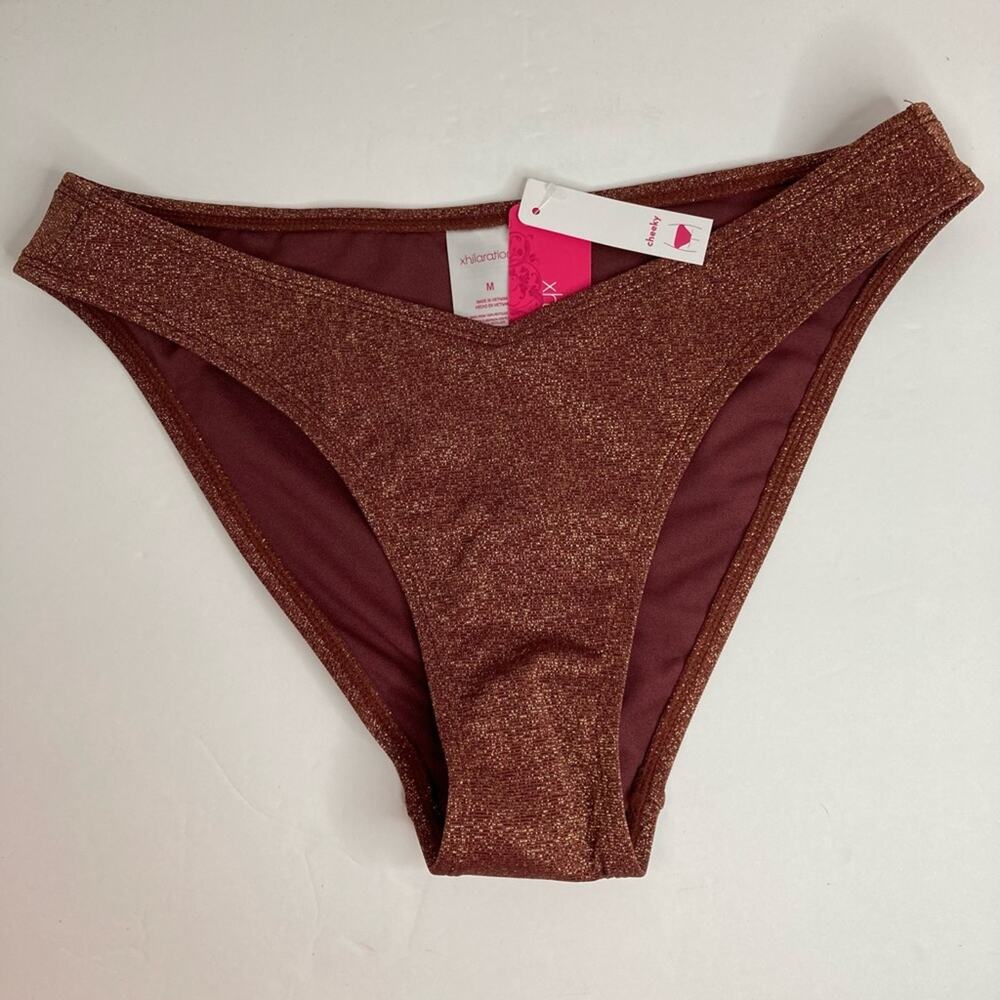 Xhilaration Bathing Swim Suit Bottoms Size M 4-6 Raisin Copper Sparkly